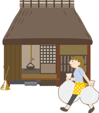 空き家を片付けているイラスト